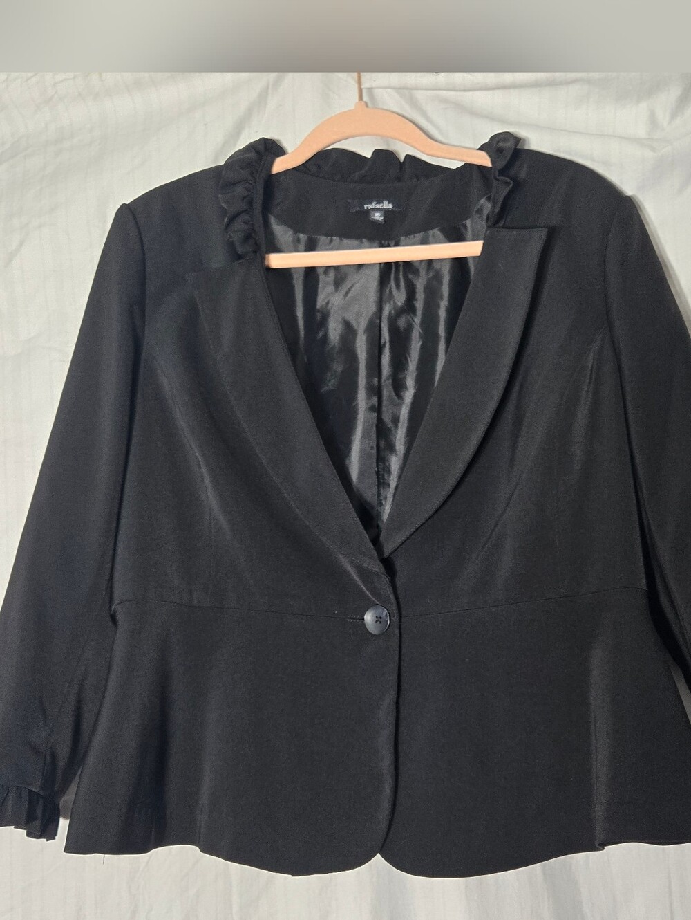 Rafaella black blazer Flared Hem And Ruffled Neckline And Cuffs
